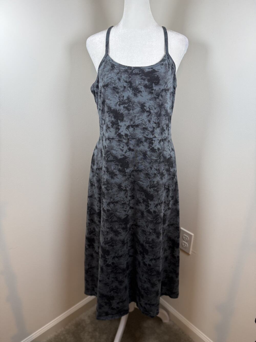 Pact Women's Fit & Flare Midi Dress XL Short Grey Organic Cotton Casual Active